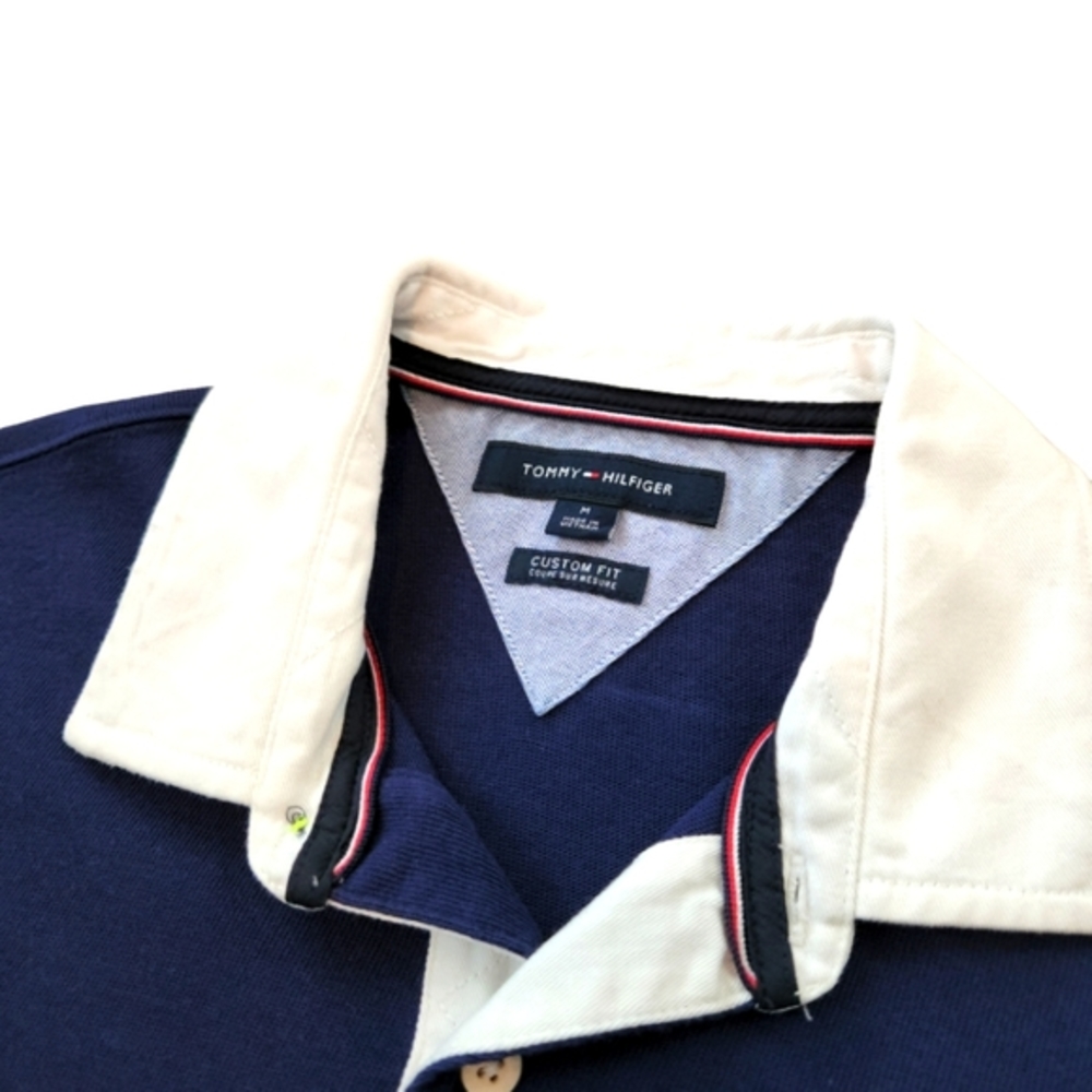 Tommy Hilfiger Classic blue Short Sleeve polo shirt medium custom fit - Picture 2 of 14